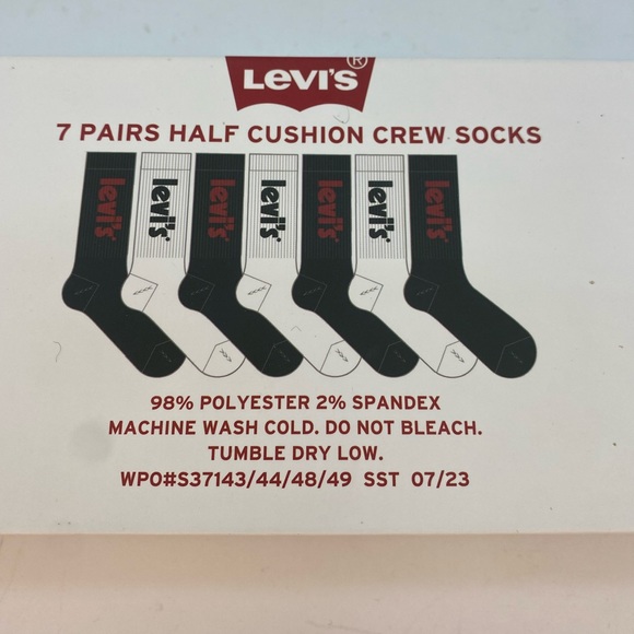 Set of 7 Levis Crew Socks - Picture 3 of 3